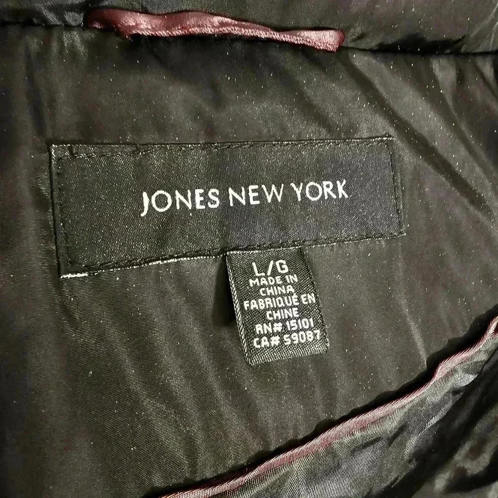 Jones New York Womens Black Down Puffer Quilted Hooded Coat Size Large - Picture 8 of 14